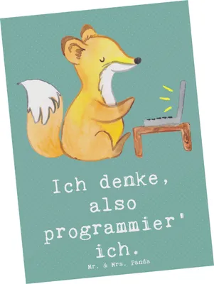 Produktbild von Mr. & Mrs. Panda Grußkarte Denker Softwareentwickler - Meeresbrise - Geschenk, Postkarten, Postkarte, Berufspassion, Berufsliebe, Programmiersprachen, Fotokarte, Berufe