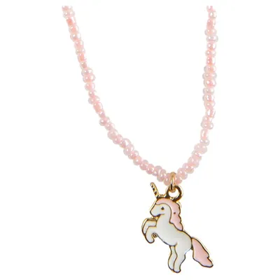 Produktbild von Kinder Einhorn Halskette mit Charm und rosa Perlen