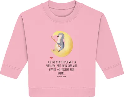 Produktbild von Mr. & Mrs. Panda Organic Baby Pullover Pinguin Mond 12. - 18. Monat - Baumwolle Pink - Geschenk, Pinguine, Bullover, Schlafzimmer, Spruch, Neugierig