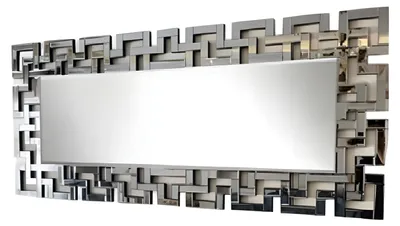 Produktbild von Grauer Spiegel aus Glas modern, eleganter Wandspiegel