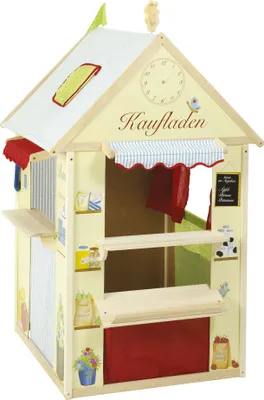 Produktbild von roba Spielhaus-Kombination, enthält Kaufladen, Kasperletheater, Tafel, Schalter für Post/Bank/Kiosk