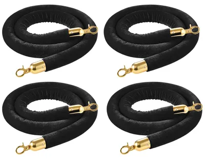 Image de VEVOR, lot de 4 cordons de délimitation en velours noir de 1,5 m, cordons de délimitation avec crochets dorés pour guider les visiteurs, adaptés aux événements tels que les cinémas, les inaugurations d'hôtels et les fêtes, cordons pour poteaux de délimitation