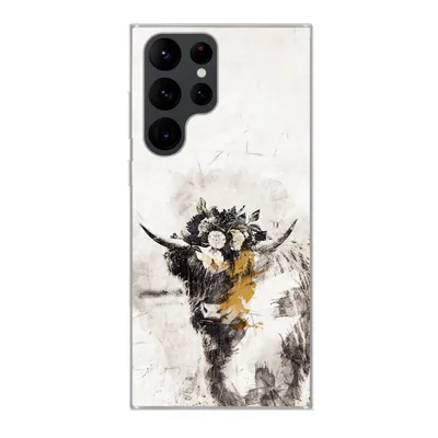 Produktbild von MuchoWow® Handyhülle Schutzhülle Hülle für Samsung Galaxy S22 Ultra Schottischer Highlander - Farbe - Blumen Silikon Softcase Handy Hülle - Abbildung