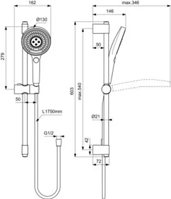 Produktbild von IDEAL STANDARD A7897XG Brausekombination Idealrain Solos