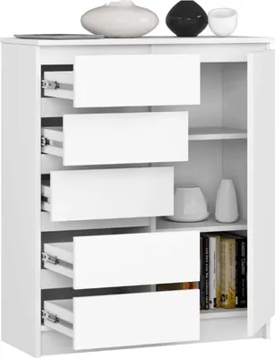 Zdjęcie produktu dla BDW - Komoda 5 szuflad, salon, przedpokój 80x97x35, biały