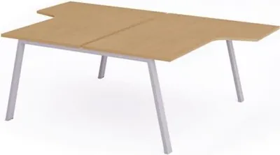 Produktbild von Mehrfacharbeitstisch Blanca L-Form BxTxH 180x163x240x73cm Gestell grau Platte Melamin buche