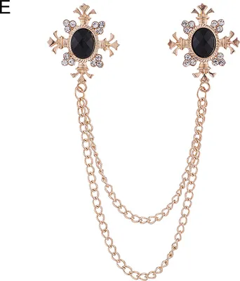 Produktbild von Attraktive, einfach zu kombinierende Kragenbrosche für Damen und Herren, Strass-Dekor, Kette, Quaste, Kleidungsbrosche für Party-E