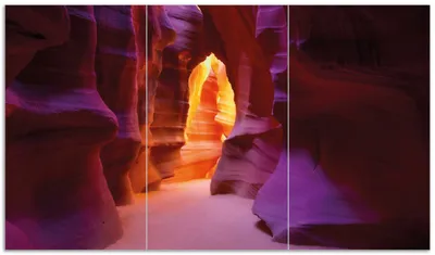 Produktbild von Wallario Herdabdeckplatte aus Glas, Größe 90 x 52 cm 3-teilig, Motiv Felsschlucht in Arizona USA - orange und violett