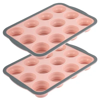 Produktbild von Silikon Muffinbackform 12 Mulden, mit Metallrahmen, BPA-frei, flexibel, antihaft, ofen-, kühlschrank- & spülmaschinengeeignet