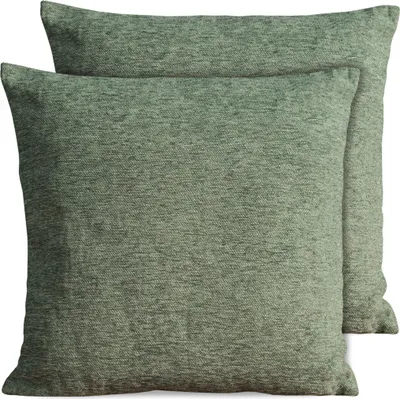 Produktbild von 2er Set Kissenhüllen 45x45 cm grün meliert als weiche Dekokissen