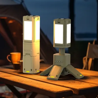 Produktbild von Camping Lampen Multifunktional 14000mAh 3 Lichtquellen LDE 9 Getriebe Helligkeitseinstellung dehnbar Adsorbable Leuchte Notlader IPX5