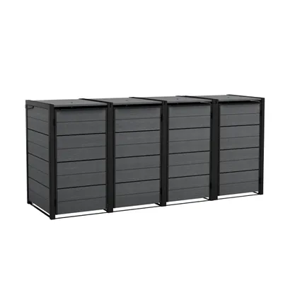 Produktbild von Keter Mülltonnenbox "Hide Away" 960 Liter Anthrazit - 272x84x121 cm - nahtlos erweiterbar - naturgetreue Holzoptik