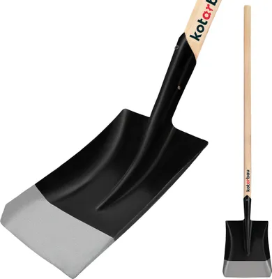 Immagine prodotto di KOTARBAU® Robusta pala per sabbia 295 x 245 mm Pala da giardino per manico di 38 mm di diametro Pala in acciaio per la raccolta di materiale sfuso CON SPALLA IN LEGNO