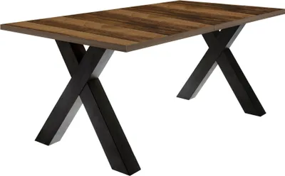 Produktbild von Esstisch ausziehbar Eike 7 160 x 90 x 75 Esszimmertisch Schwarzstahl/Plankeneiche 13437-160