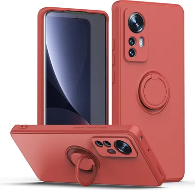 Produktbild von Xiaomi 12 Pro Handyhülle, Ring Halter Ständer Kratzfeste Weiche Silikon schutzhülle für Xiaomi 12 Pro bordeaux