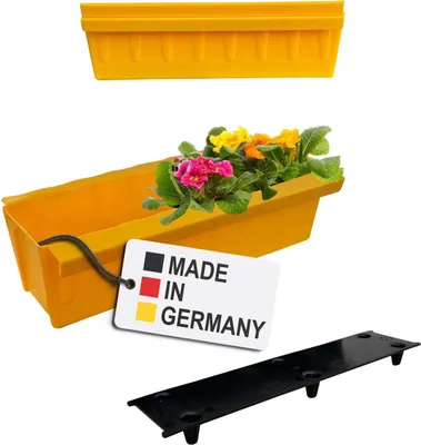 Produktbild von BURI 2 Euro-Paletten Blumenkästen-Einsätze inkl. Bewässerungsmatte | mit Hängesystem zum Einhängen | 37,3cm Gelb | Pflanzkasten für Europalette Palette | Balkonkasten | Blumentopf | sehr stabil