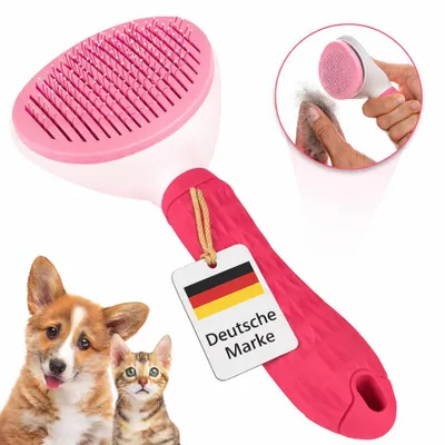 Produktbild von LINUMA® Hundebürste, Fellwunder Bürste Hund, Hundezubehör, Katzen Zubehör, Haustier Bürsten, Langhaar und Kurzhaar Fellbürste Katzenhaarbürste PINK