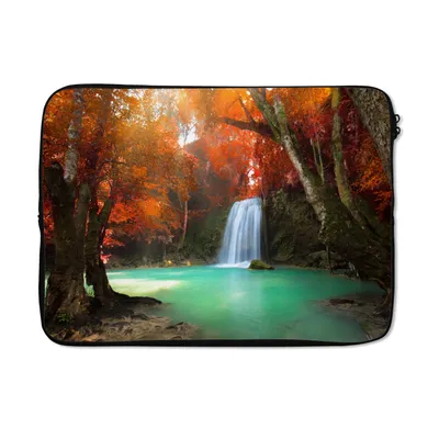 Produktbild von MuchoWow® Laptop Hülle 14 ZollHerbst - Wasserfall - Wald Laptoptasche - Laptoptasche - Stoßsicher - Schutzhaube