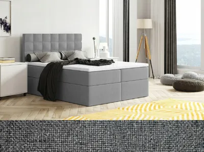 Produktbild von Bett, Boxspringbett MERA mit Bettkästen, OHNE Topper, Doppelbett, Stauraum, Schlafzimmer, Polsterbett, Bettgestell (200x200, Dunkelgrau - Aura 24)