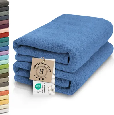 Produktbild von 2er Set Saunahandtuch, Baumwolle, 70x200 cm, royal (blau), 420g/qm