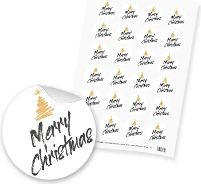 Produktbild von itenga 24x Sticker "Merry Christmas" (Motiv 155)