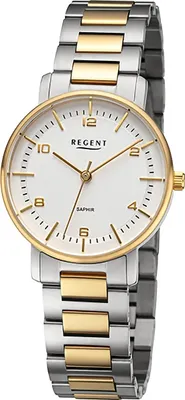 Produktbild von Regent Damen Uhr Metallarmband Metall Armbanduhr Analog silber gold URF1484