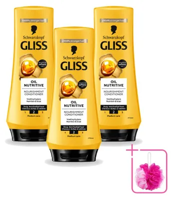 Immagine prodotto di 3 flaconi di balsamo nutriente a olio Schwarzkopf Gliss Hair Repair - 200 ml ciascuno - confezione risparmio - 3 pezzi