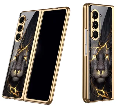 Produktbild von Für Samsung Galaxy Z Fold7 5G Galvanisieren Glas Cover Handy Tasche Hülle Löwe