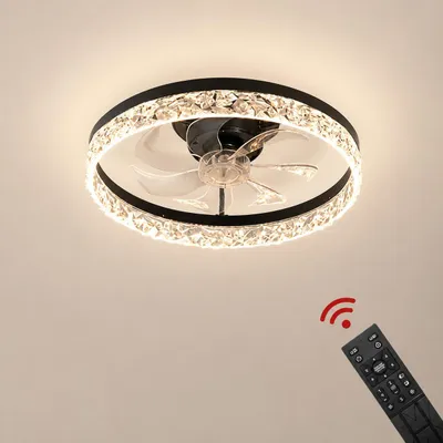 Produktbild von Eurotondisplay Deckenventilator mit LED Beleuchtung D3304 Deckenlampe Ø 50cm 60W mit Fernbedienung Lichtfarbe/Helligkeit einstellbar dimmbar LED Deckenleuchte fan light ceiling (D3304)