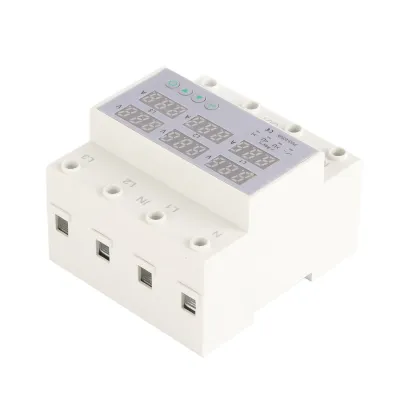 Immagine prodotto di voltmetro a 3 fasi su guida DIN Amperometro Protettore automatico di sovratensione e sovracorrente AC 390-500V (63A)