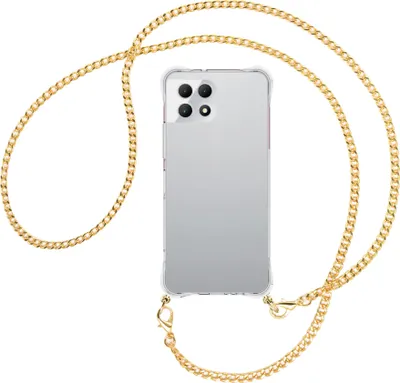 Produktbild von Handykette Backcover-Schutzhülle mit Band (Metall goldfarben) für T-Mobile REVVL 7 5G / T Phone 2 5G - goldfarbene Kette