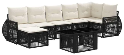 Immagine prodotto di Set da giardino composto da 8 pezzi, colore nero e crema, in rattan sintetico