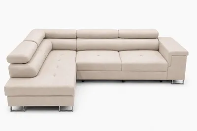 Produktbild von Ecksofa L-Form ALVARO in Beige 275 x 90 x 202 cm mit Schlaffunktion und Bettkasten Links, KI-generiertes Bild
