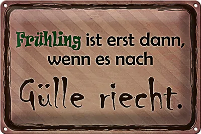 Produktbild von Blechschild Spruch 18x12cm Frühling ist wenn Gülle riecht