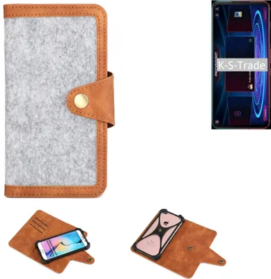 Produktbild von K-S-Trade Handyhülle kompatibel mit Nubia RedMagic 5G Schutzhülle Filz-Hülle Kunst-Leder hellgrau braun (1x)