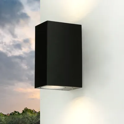 Produktbild von AALBORG Design Wandstrahler Außen Up Down Leuchte Schwarz eckig IP44 Außenwandleuchte Balkon Garten
