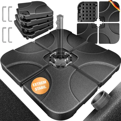 Produktbild von KESSER® Sonnenschirmständer 4-teilig Schirmgewicht Schirmständer für Ampelschirm Bodenkreuz 60 Liter / 80 kg befüllbar mit Wasser oder Sand Inkl. Metallverbinder Ampelschirmständer Kunststoff
