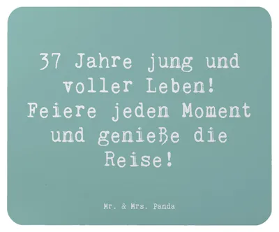 Produktbild von Mr. & Mrs. Panda Mauspad Spruch 37. Geburtstag Lebensfreude - Meeresbrise - Geschenk, Alter, pc mausunterlage, notebook, Mousepad, Inspirierender, Mouse Pad, Dankbarkeit