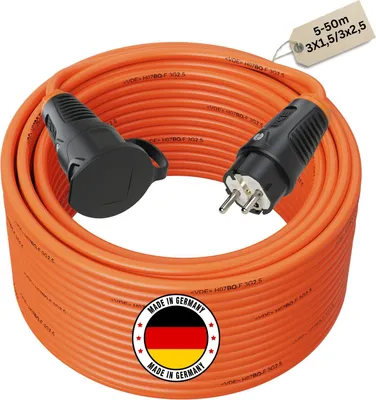 Produktbild von Schuko Vollgummi Verlängerungskabel H07BQ-F 3x2,5 mm²  3x1,5 mm² IP54 16A , Querschnitt:3G1.5mm², Länge:30m