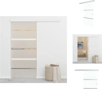 Zdjęcie produktu dla vidaXL Drzwi przesuwne ESG szkło i aluminium 90x205 cm srebrne - Drzwi