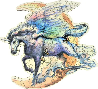Immagine prodotto di Puzzle di legno unicorno - 195 pezzi - Giocattolo di legno