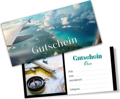 Produktbild von itenga Geschenkgutschein Fotodesign - Motiv REISE Postkarte zum Ausfüllen 21,0 x 9,8 cm