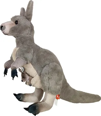 Produktbild von Wild Republic Stofftier Kanguru mit Baby - Plusch - grau - 30 cm