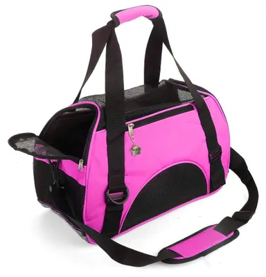 Image de Sac de transport pour chats, chiens et chiots, avec des parois souples, confortable, facile à transporter, pliable et homologué pour le transport en avion.