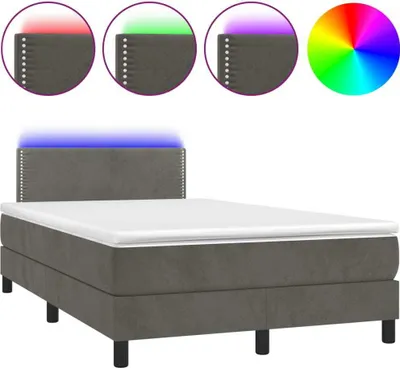 Produktbild von vidaXL Boxspringbett mit Matratze & LED Dunkelgrau 120x200 cm Samt