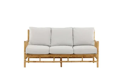 Image de Cane canapé de jardin avec coussin de jardin 3 pers. naturel.