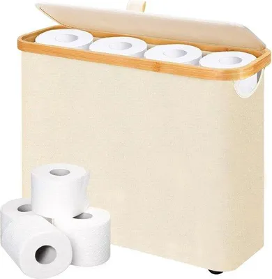 Obrázek produktu pro Organizér na toaletní papír Bamboe s víkem a úložným prostorem pro 9–12 rolí