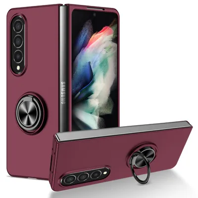Obrázek produktu pro Tenké tvrdé PC pouzdro pro Samsung Galaxy Z Fold 4 5G, s prstencovým stojánkem Bordó