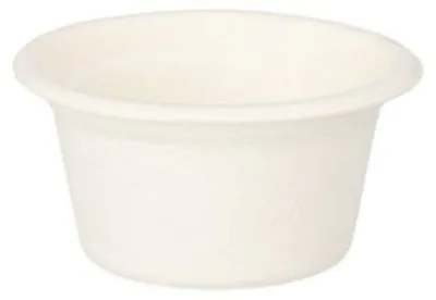 Produktbild von PAPSTAR Dressingschalen Zuckerrohr "pure" Ø 6 cm, weiß, 12er Set | Schrumpffolie (12 Stück)