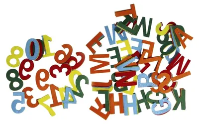 Produktbild von Filz-Buchstaben und Zahlen, 5 Farben, 4 cm, ca. 230 Stück, gemischt